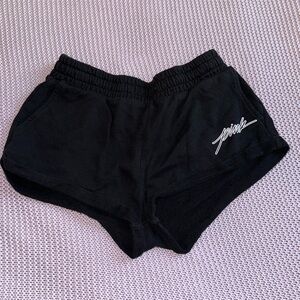 PINK cursive logo Black comfy shorts with pockets